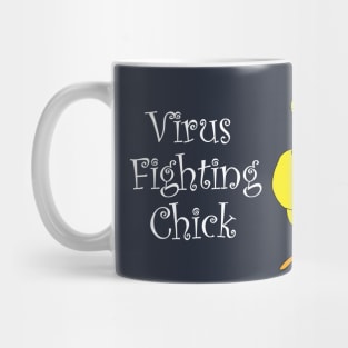 Virus Fighting Chick Side White Text Mug